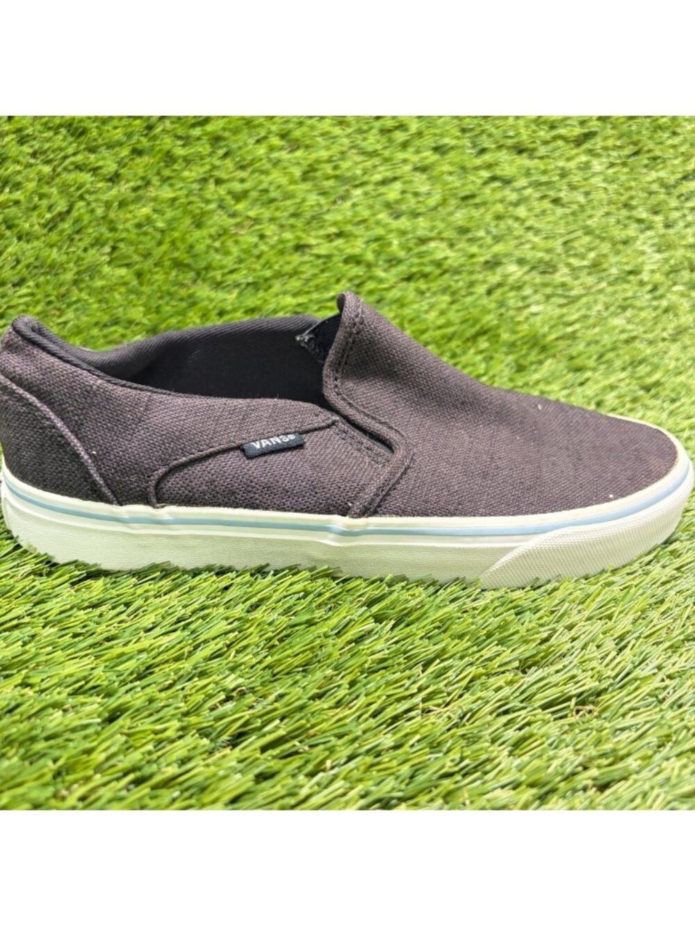 Vans Asher Slip-On Womens Size 7.5 Black Athletic Walking Skate Shoes Sneakers